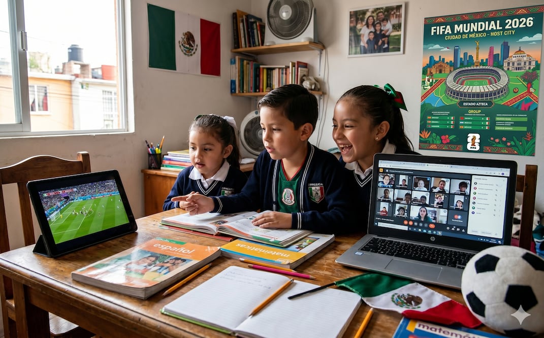 Mundial 2026. ¿Qué estados que se irán a clases en línea por los partidos y quiénes las suspenderán? Foto: IA