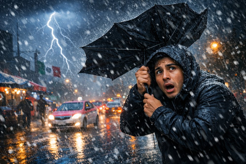 Alerta amarilla: Lluvias con granizo y tormentas eléctricas golpean CDMX hoy. Foto IA
