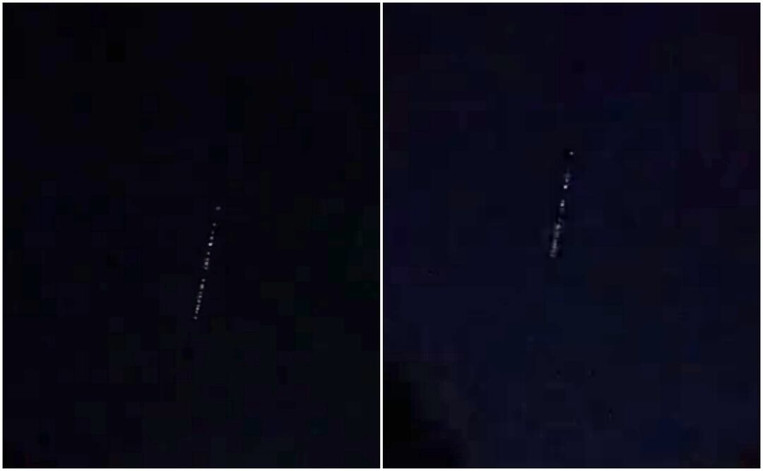 Las luces se elevaron perfectamente alineadas en el cielo nocturno. Foto tomada de video