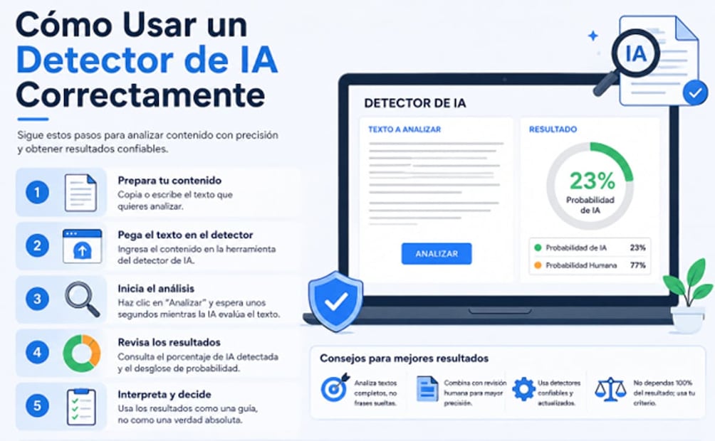 Un detector de IA te ayuda a verificar el origen de un contenido. Foto: Cortesía
