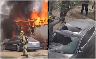 ¡Solo en México! Incendian un auto Tesla tras conectarlo a poste de luz; bomberos incrédulos. VIDEO