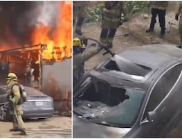 ¡Solo en México! Incendian un auto Tesla tras conectarlo a poste de luz; bomberos incrédulos. VIDEO