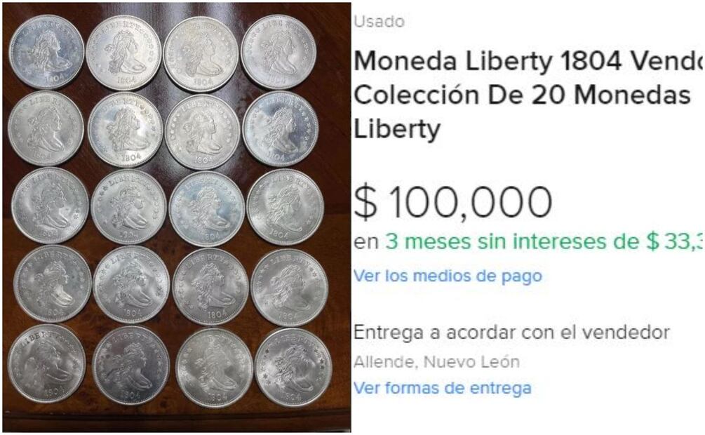 Colección de 20 monedas de plata de 1804. Foto: Captura / Mercado Libre