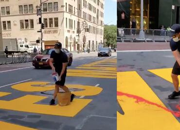 Derraman pintura roja sobre mural de 'Black Lives Matter' en NY