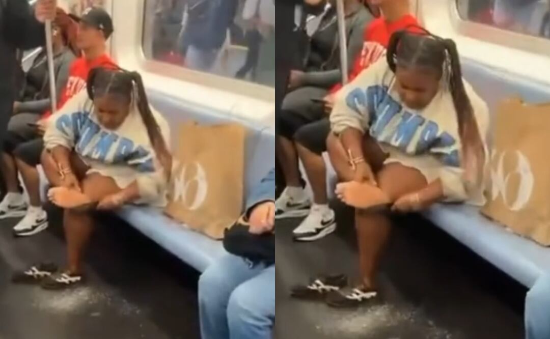 Escándalo en el Metro: mujer se hace pedicure en pleno vagón y usuarios se indignan. VIDEO. Foto: Tomada de TikTok @marynefrmnt