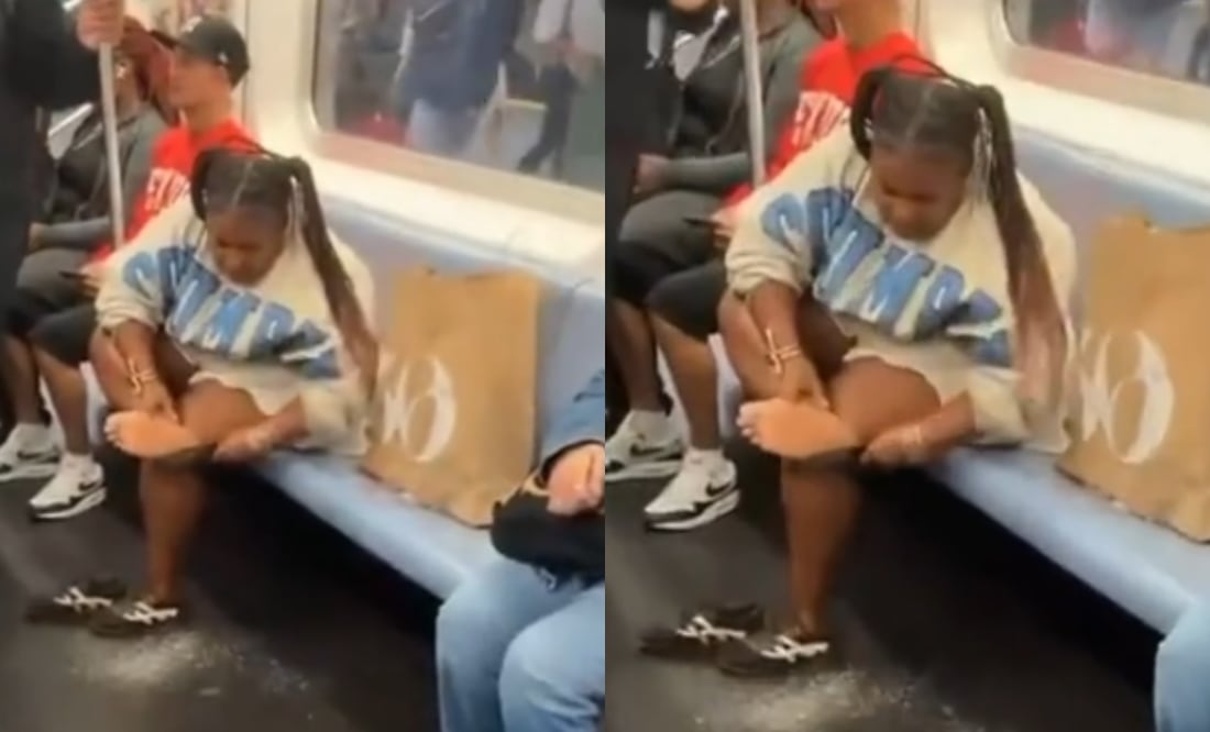 Escándalo en el Metro: mujer se hace pedicure en pleno vagón y usuarios se indignan. VIDEO. Foto: Tomada de TikTok @marynefrmnt