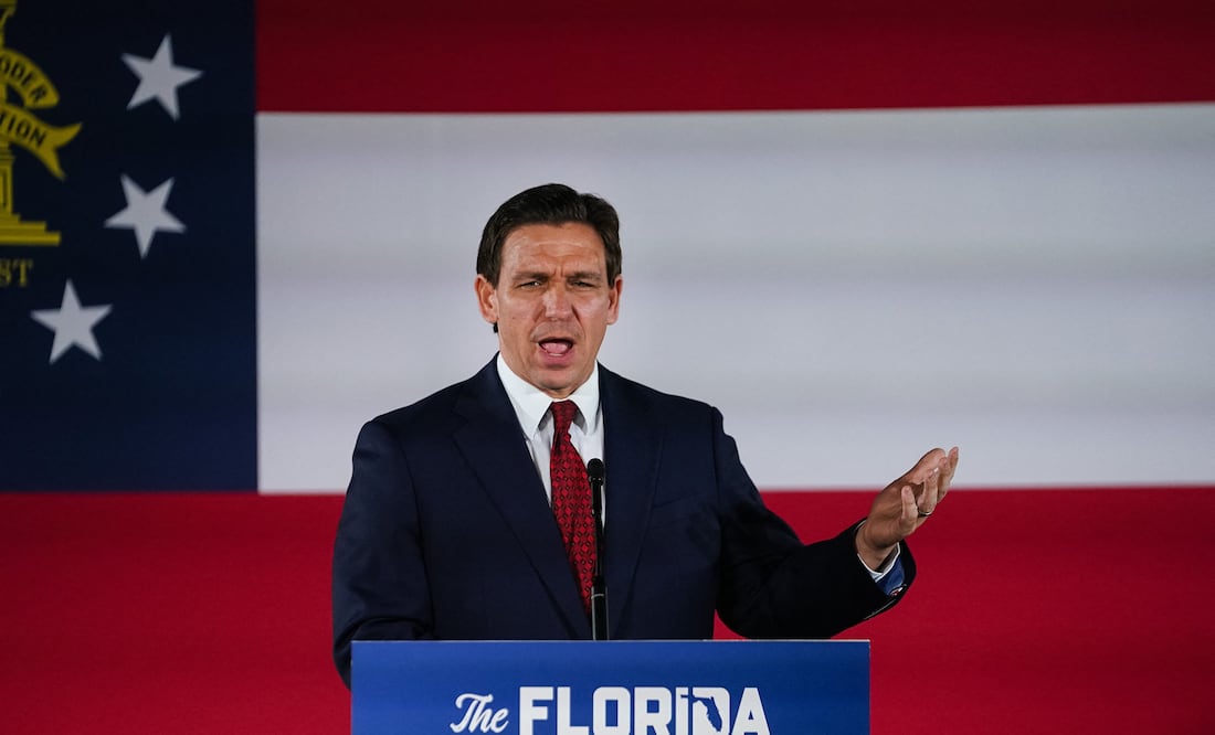 El gobernador de Florida Ron DeSantis presentó su candidatura para las elecciones presidenciales de EU. Foto: Elijah Nouvelage / AFP