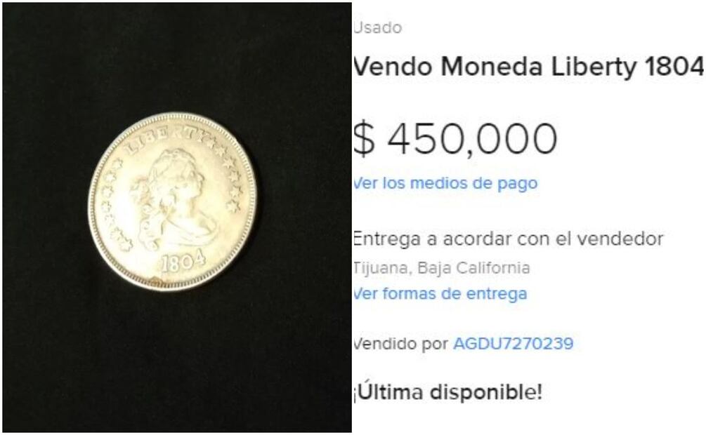 Moneda Liberty de Estados Unidos. Foto: Captura / Mercado Libre