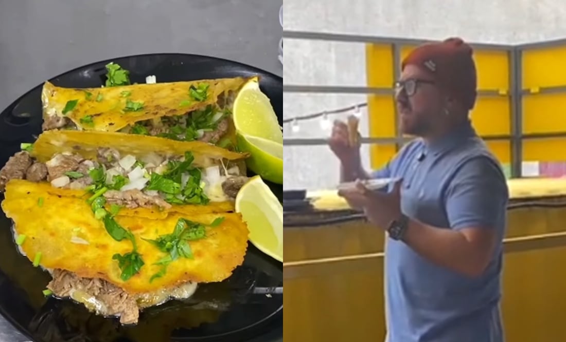 Influencer ruso llama “inutil” a la comida mexicana tras acudir a un restaurante de tacos. Foto: Captura TikTok