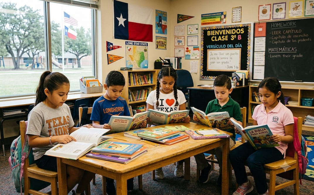 ¿La Biblia será lectura obligatoria en las escuelas públicas de Texas? Esto es lo que sabemos. Foto: IA
