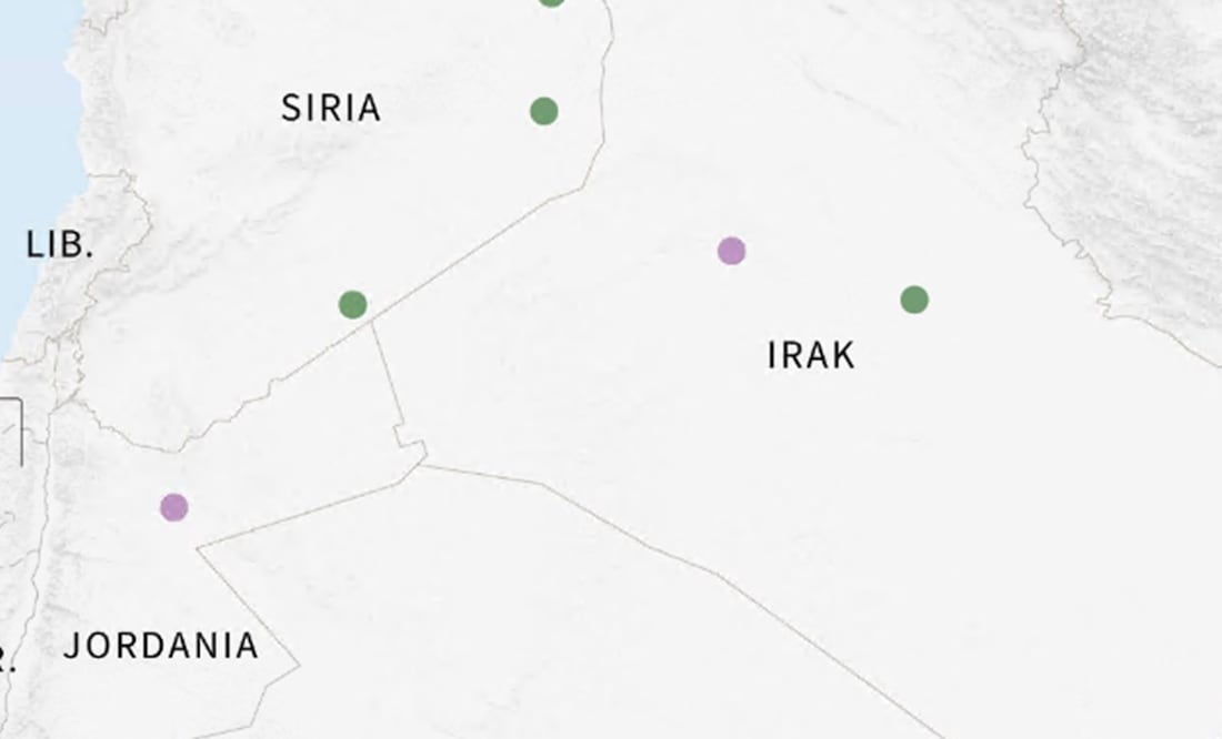 Mapa de Medio Oriente mostrando la ubicación de bases del ejército y la fuerza aérea estadounidense. Foto AFP
