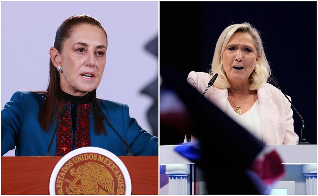 Sheinbaum responde a Marine Le Pen por comparar a México con el narco: “Está mal informada”. Fotos EFE / AP