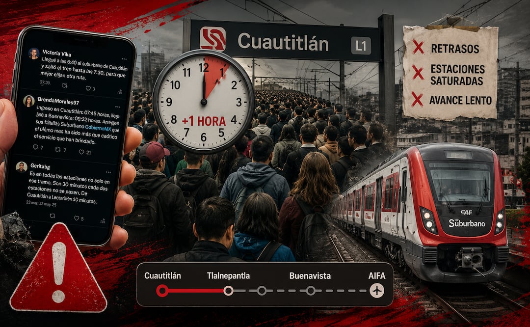 Pasajeros explotan por retrasos en el Tren Suburbano al AIFA: “mejor elijan otra ruta”. Foto: IA