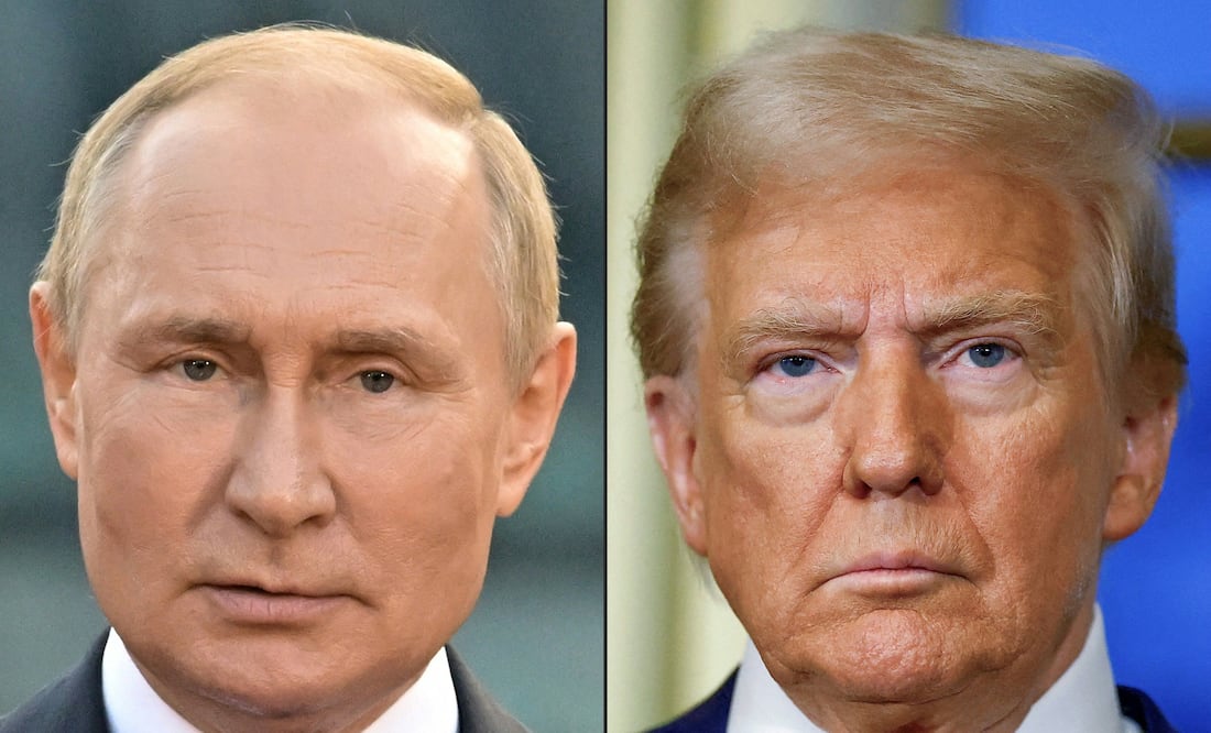 Trump dice que no perderá el tiempo reuniéndose con Putin si no hay un acuerdo con Ucrania. Foto: Ilya PITALEV and Sarah Meyssonnier / various sources / AFP