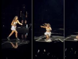 Olivia Rodrigo sufre aparatosa caída en pleno concierto y preocupa a fans. VIDEO