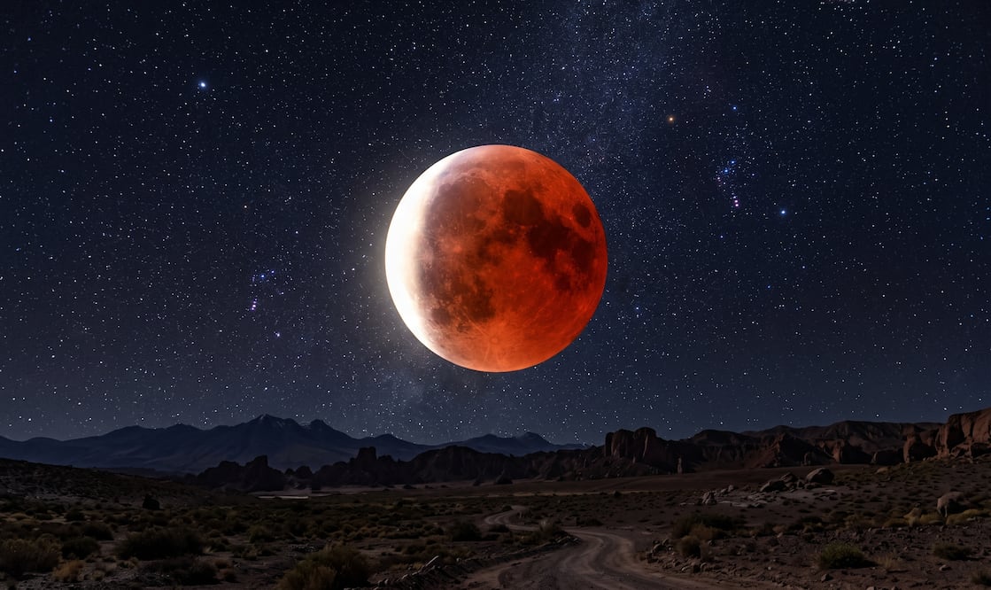 ¿A qué hora y dónde ver la Luna de Sangre en México? Horarios del eclipse del 27 de agosto. Foto: IA