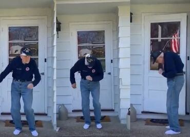 Video. Veterano de la Segunda Guerra Mundial luce baile en cuarentena