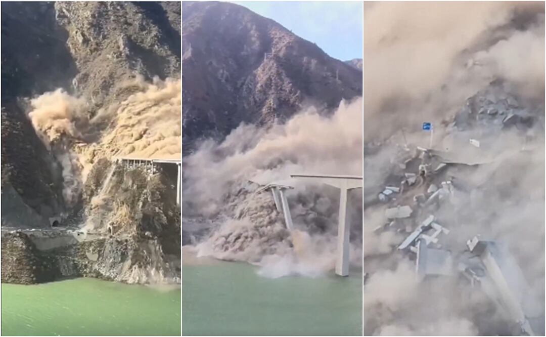 Imágenes impactantes: se derrumba el nuevo puente Hongqi de 758 metros en China tras pocos meses de haber sido inaugurado. Foto: Captura de pantalla / X