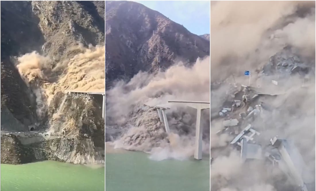 Imágenes impactantes: se derrumba el nuevo puente Hongqi de 758 metros en China tras pocos meses de haber sido inaugurado. Foto: Captura de pantalla / X