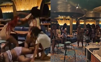 ¡Se dieron con todo! Pasajeras de crucero protagonizan pelea campal. Video