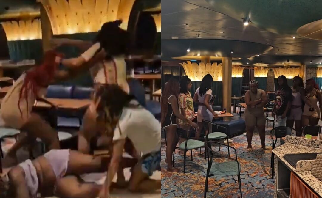 ¡Se dieron con todo! Pasajeras de crucero protagonizan pelea campal. Video. Foto: Tomada de Tiktok @rizzarioman123
