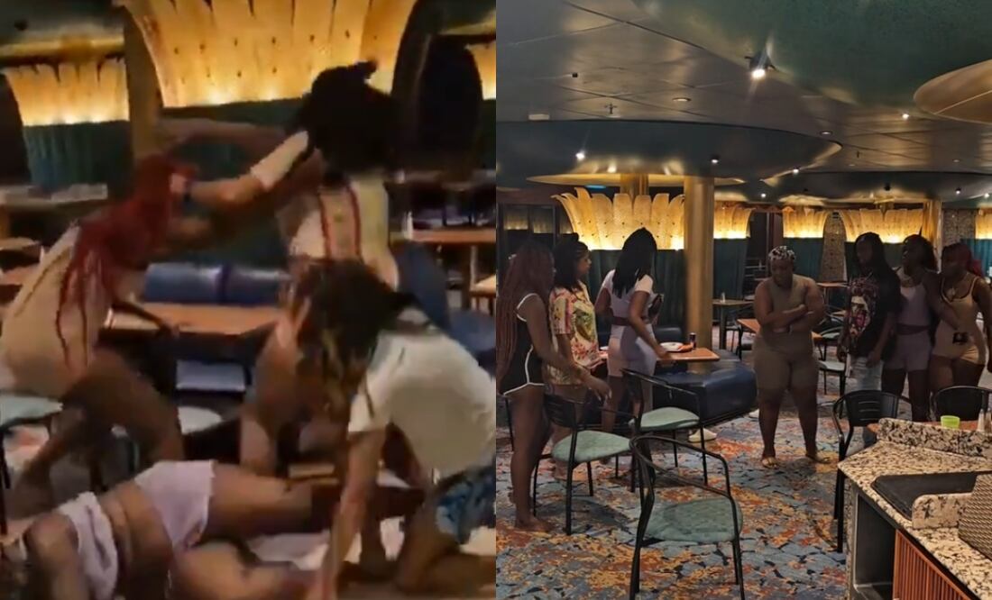 ¡Se dieron con todo! Pasajeras de crucero protagonizan pelea campal. Video. Foto: Tomada de Tiktok @rizzarioman123