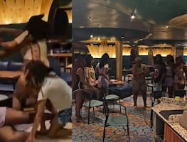 ¡Se dieron con todo! Pasajeras de crucero protagonizan pelea campal. Video