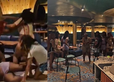 ¡Se dieron con todo! Pasajeras de crucero protagonizan pelea campal. Video