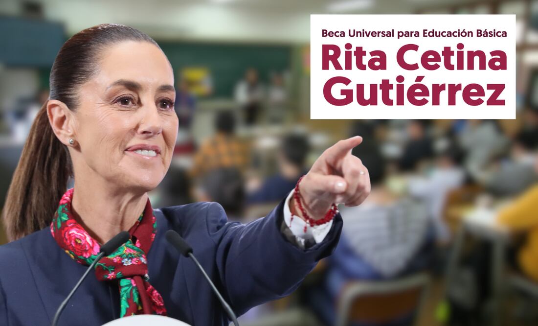 Beca Universal para primaria Sheinbaum confirma fecha de registro y cuánto dinero recibirán los niños. Foto: EFE / Canva
