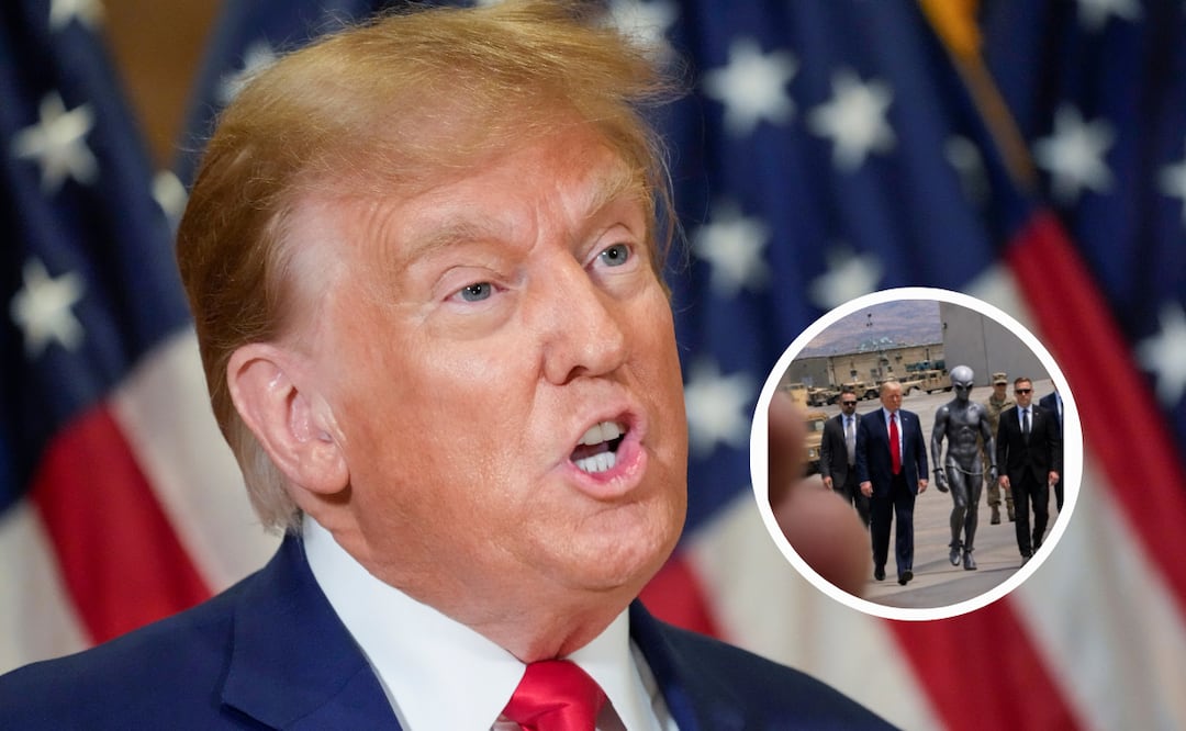 ¿Mensaje oculto? Donald Trump causa polémica con imagen junto a extraterrestre. Foto: AP/ Truth Social