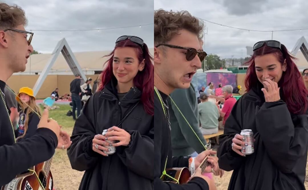Le tocan el ukelele a Dua Lipa en Glastonbury y esta fue su reacción. Foto: Captura Instagram