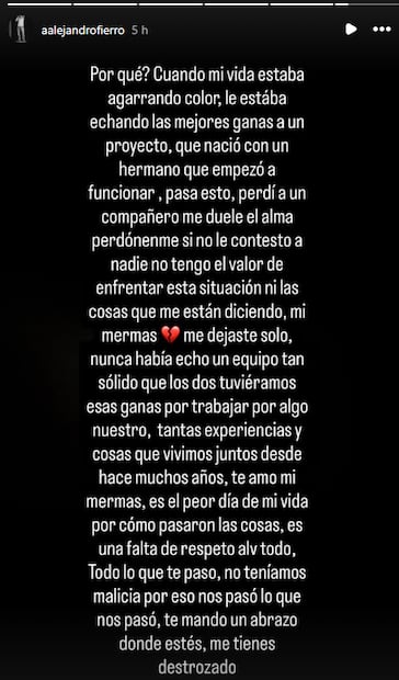 “¿Por qué me dejaste?”: El desgarrador mensaje del amigo que acompañaba a César Gastélum cuando fue asesinado. Foto: Instagram