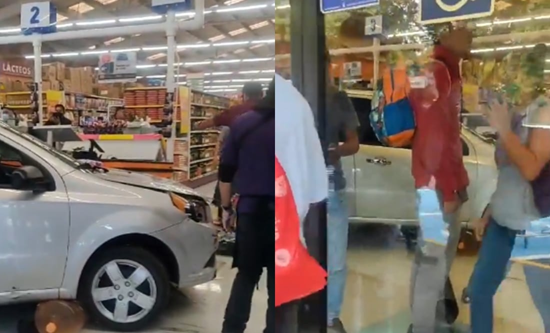 Conductora de la tercera edad choca su auto hasta el interior de un supermercado en la CDMX. Foto: Captura X