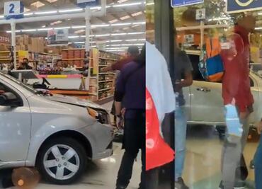 Conductora de la tercera edad choca su auto hasta el interior de un supermercado en la CDMX. VIRAL