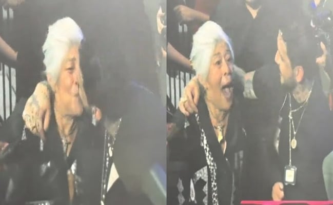 Nodal besa a una abuelita en la boca y las redes explotan: “Ángela, te estás cuidando de la equivocada” (VIDEO)