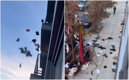 Mujer arroja ropa de su novio de edificio en NY tras descubrir su infidelidad y video se vuelve viral en TikTok