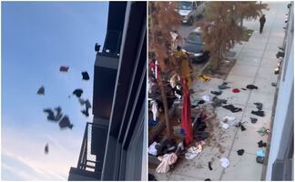 Mujer arroja ropa de su novio de edificio en NY tras descubrir su infidelidad y video se vuelve viral en TikTok