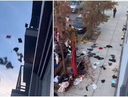 Mujer arroja ropa de su novio de edificio en NY tras descubrir su infidelidad y video se vuelve viral en TikTok