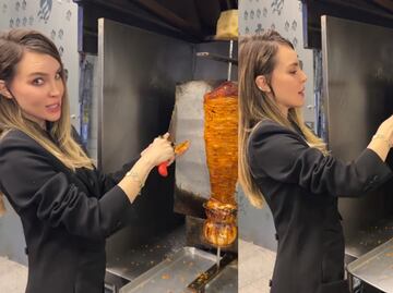 ¡Más mexicana que nunca! Captan a Belinda despachando tacos de pastor desde el trompo. VIDEO