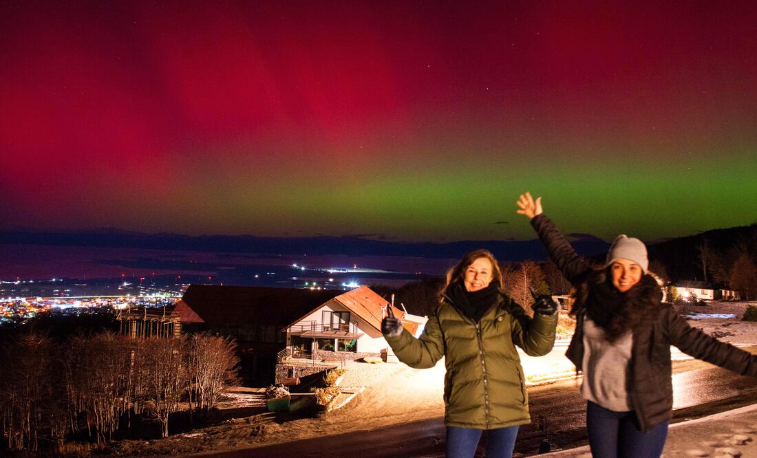 Más auroras boreales este sábado y domingo por tormenta solar. ¿Se verán en México? Foto: Alexis DELELISI / AFP
