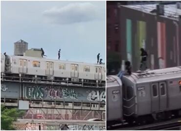 Video. Captan a jóvenes caminando sobre el metro de Nueva York en pleno funcionamiento