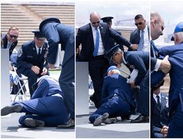 Impresionante: Joe Biden tropieza y cae durante acto de la Fuerza Aérea