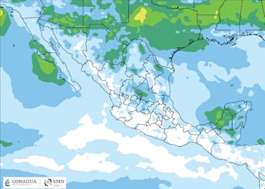 Alerta por frente Frío No. 1:  Intensas lluvias y torbellinos en estos estados de México