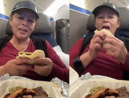 Critican a mujer por preparar tacos de carne asada en avión de primera clase; "comiendo mi comida favorita”