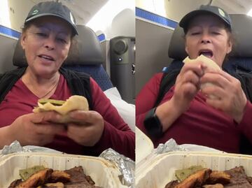 Critican a mujer por preparar tacos de carne asada en avión de primera clase; "comiendo mi comida favorita”