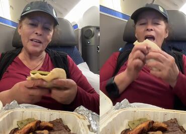Critican a mujer por preparar tacos de carne asada en avión de primera clase; "comiendo mi comida favorita”