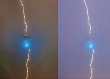 Avión es golpeado por un rayo en pleno vuelo y se vuelve viral en redes sociales. VIDEO