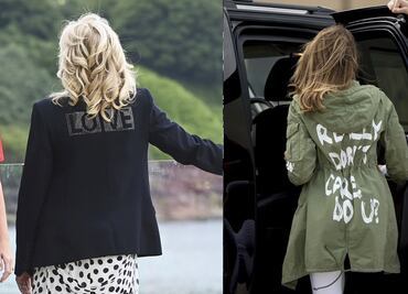 Jill Biden viste saco con la palabra 'amor' y reviven críticas a Melenia Trump