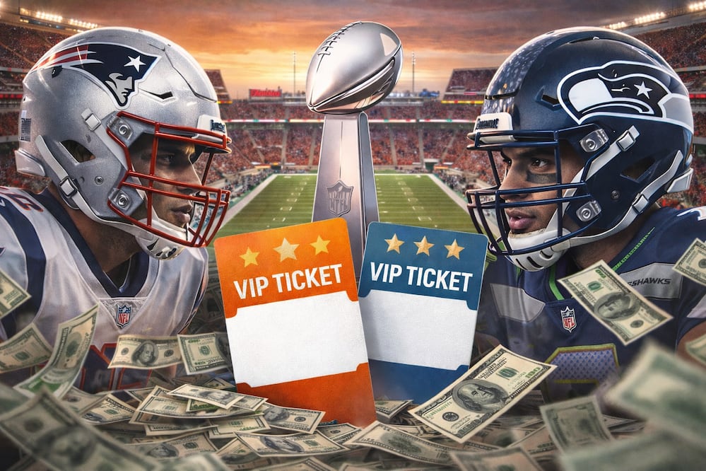 Super Bowl 2026: boletos de entrada a Patriots vs Seahawks se disparan hasta los 52 mil dólares a 10 días de la final. Foto: IA