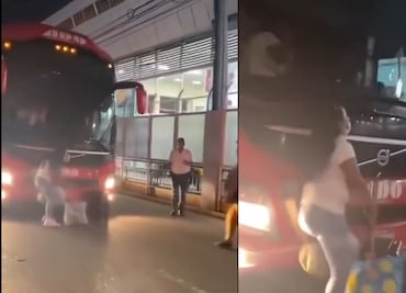 Mujer arriesga su vida por subirse a autobús de ADO tras llegar tarde; redes critican a chofer